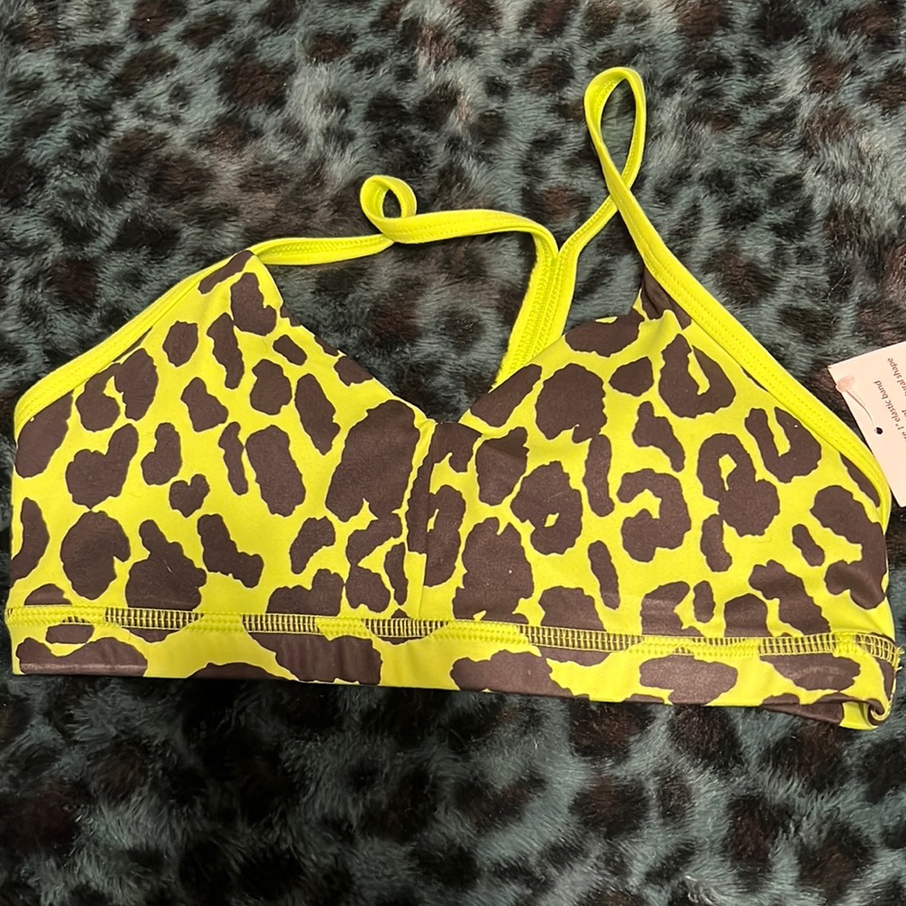 Fleo Yellow and Brown Leopard Print Sports Bra